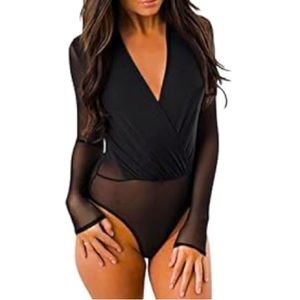 Long Sleeve Bodysuit w/ Mesh Detailing